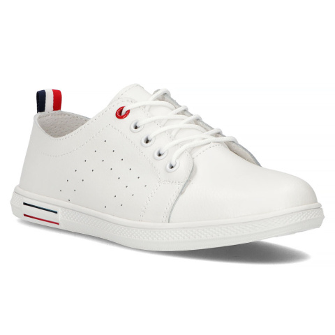 Skórzane trampki damskie Filippo DP3508/23 WH biały Skórzane trampki damskie Filippo DP3508/23 WH biały