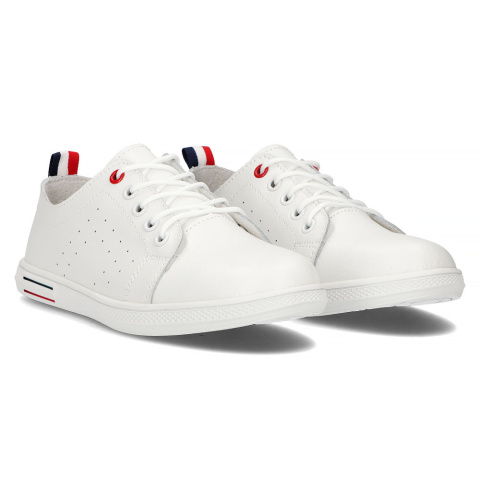 Skórzane trampki damskie Filippo DP3508/23 WH biały Skórzane trampki damskie Filippo DP3508/23 WH biały