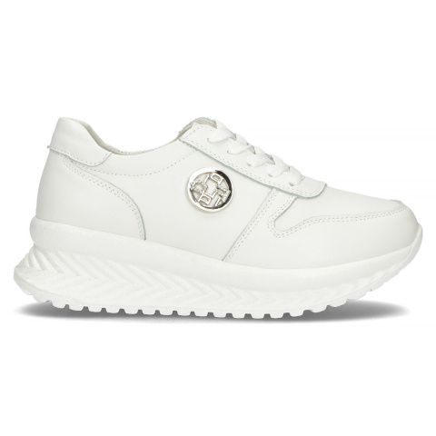 Skórzane sneakersy damskie na platformie Filippo DP3547/23 WH Skórzane sneakersy damskie na platformie Filippo DP3547/23 WH