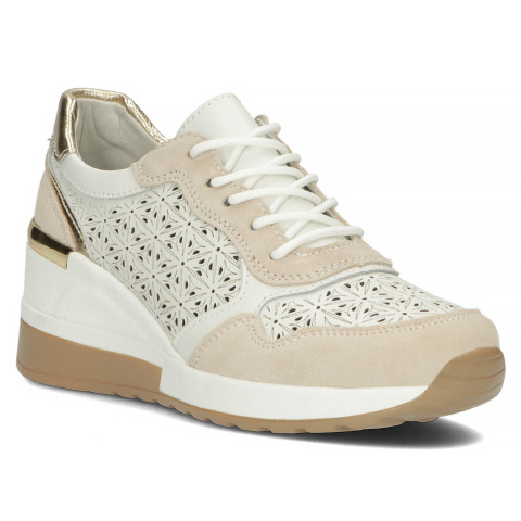 Skórzane sneakersy damskie na platformie Filippo DP4669/23 WH biały Skórzane sneakersy damskie na platformie Filippo DP4669/23 WH biały