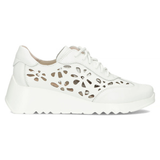 Skórzane sneakersy damskie na platformie Filippo DP4690/23 WH białe